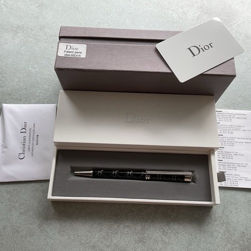 CHRISTIAN DIOR VINTAGE BLACK/SILVER BALL POINT PEN NEW IN ORIGINAL BOX & RECEIPT - Picture 7 of 10