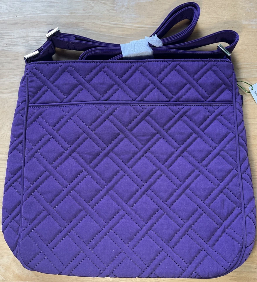 Bolso de Correo Vera Bradley Doble Cremallera Saúco Púrpura Acolchado Patrón Retirado Nuevo con Etiquetas Foto 4 de 4
