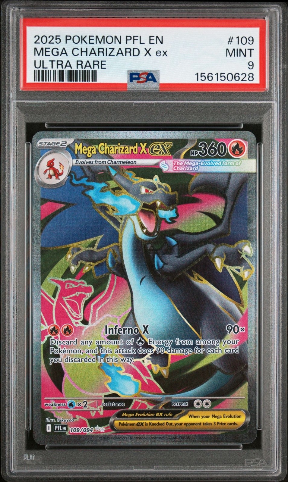 Pokemon Mega Charizard Phantasmal Flames X Ex Ultra Rare #109 PSA 9 Mint