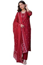 Women's Pure Cotton Printed Straight Kurta Set with Palazzo Pants  Dupatta