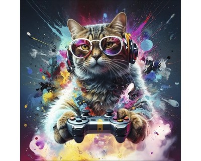 Glasbild Gaming Cat GLA3051 20x20 cm