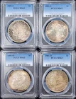 (4) Toned Silver Morgan $1 Dollars 1880-S, 1881-S, 1883-O, 1901-O | PCGS MS63