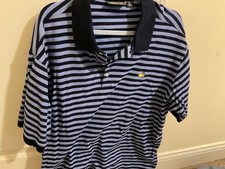 Masters Tournament Augusta Navy Light Blue Stripe Polo Golf Shirt 2 XL