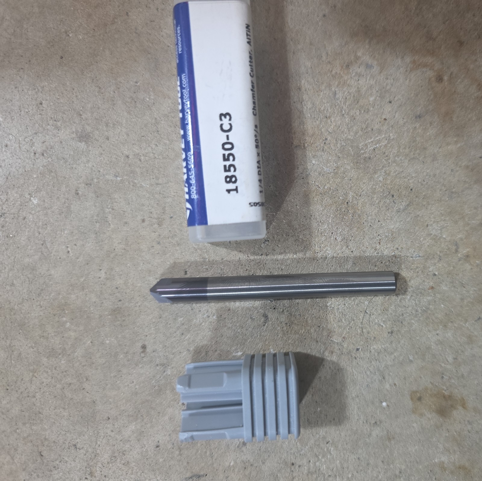 Harvey 18550-C3 Chamfer Mill: 3 Flutes, Solid Carbide, 1/4