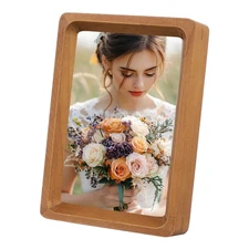 4 x 6" Wood Mini Photo Frames Wooden Finish Picture Frame, Teak Color