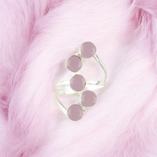 Rose Chalcedony Gemstone 925 Sterling Silver Jewelry Handmade Ring Gift For Wife