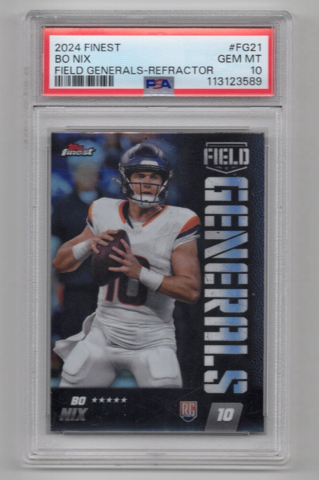 Bo Nix Topps Finest Field Generals #FG21 Refractor