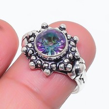 Mystic Topaz Gemstone Handmade 925 Sterling Silver All Size Ring For Gift