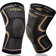 Copper Knee Braces 2-Pack Compression Sleeves 3XL for Pain Arthritis