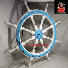 36'' Big Ship Steering Wheel Wooden Antique Nautical Pirate Ship Wall Décor Gift