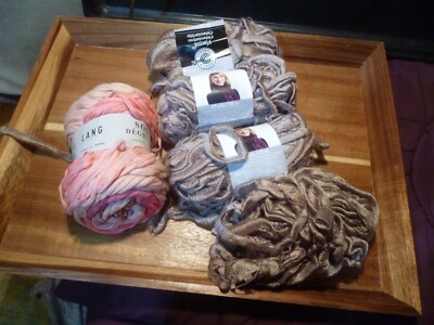 Lot of 5: 1. Lang Sol Degrade 100% cotton + 4 of Knit Ruffled Scarf. c2