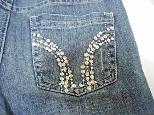 INC Womens denim capris Sz 2 W30" X 18"Embellished Bling Cuffed - Picture 5 of 7