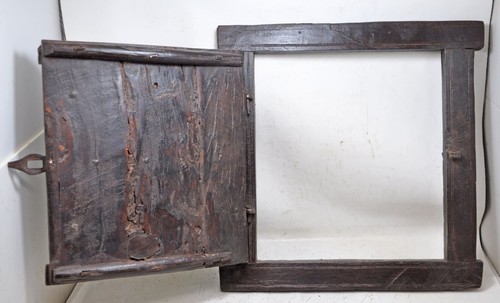 Antique Wooden Wall Décor Window With Frame Original Old Hand Crafted - Picture 8 of 9