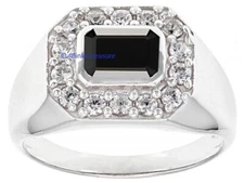 Natural Black Onyx & CZ Gemstones 925 sterling Silver Ring For Men's #CT89