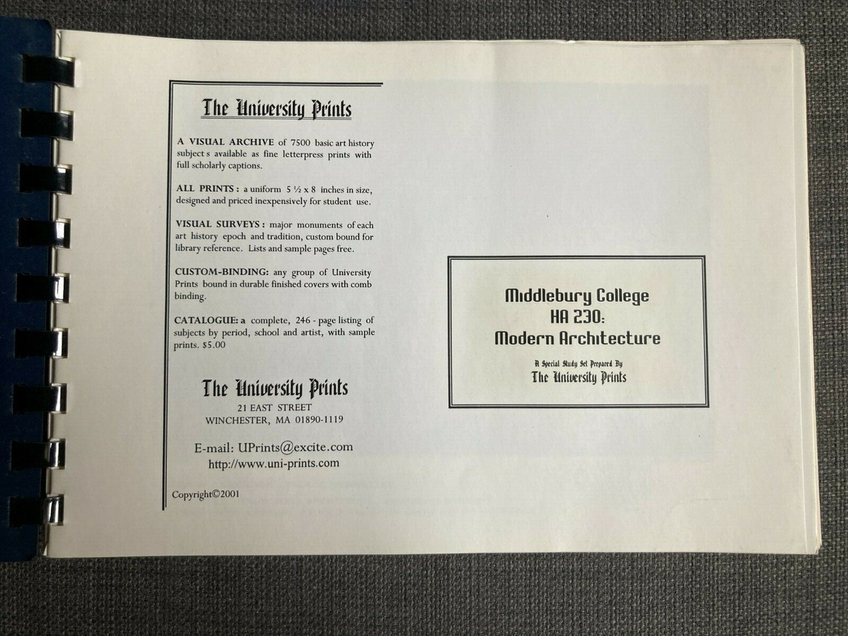 Middlebury College HA230 Modern Architecture Frank Lloyd Wright,Mies Van  Der Roh | eBay UK