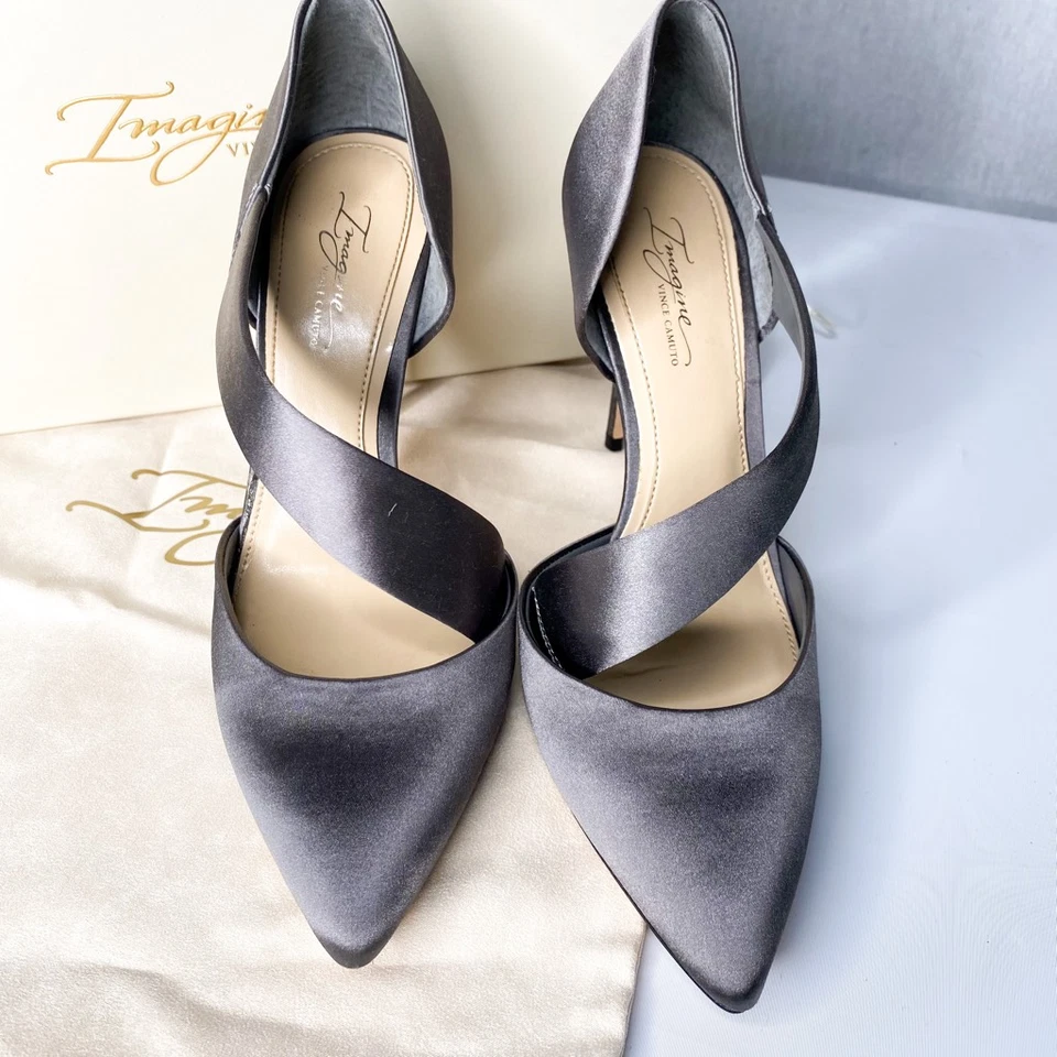 Imagine Vince Camuto Mujer Oya Clásico Tacón de Bomba Gris Sin Cordones Satinado Medio 7 M Foto 4 de 4