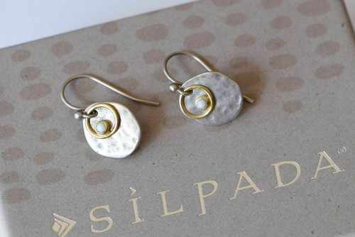 Silpada 925 Sterling Silver Bronze River Shell Dangle Earrings W1670 HTF CUTE - Picture 4 of 12