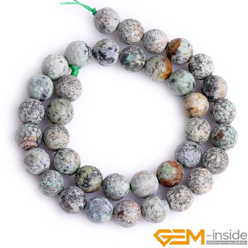 Faceted Natural African Turquoise Stone Round Loose Beads For Jewelry Making 15" - Foto 26 di 26