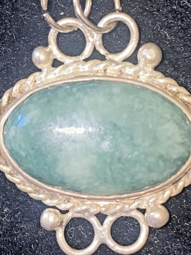 Sterling Silber Southwestern Stil Jade Medaillon Anhänger Halskette - Bild 8 von 20