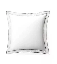 RALPH LAUREN Spencer Sateen Border Euro Pillow Sham Wh/Stone Grey $135 26" x 26"