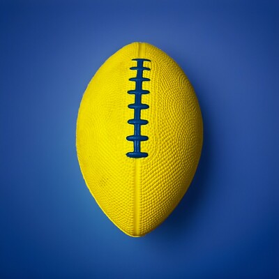 Foam Football Neon Yellow With Blue Stitch  9''  Easy Grip Outdoors Or Indoors