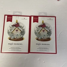American Greetings Magic Moments Snowglobe 3D Pop-Up Christmas Ornament Lot Of 2