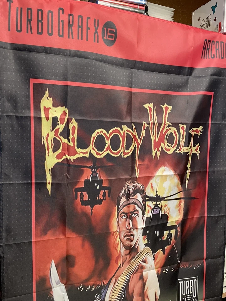 Bloody Wolf 5ft Flag TurboGrafx-16 1990 Banner Poster DATA EAST TG16 NEC - Image 2 of 3
