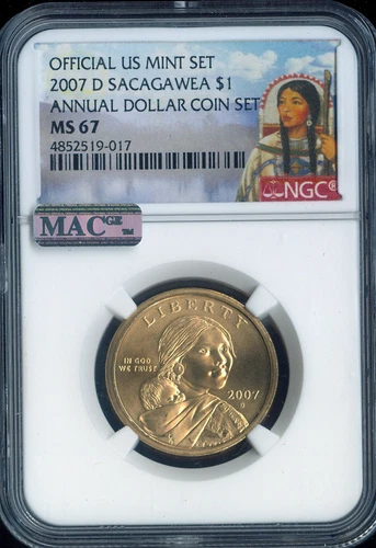 2007-D Sacagawea Dollar NGC MS67 Annual Dollar MAC Quality