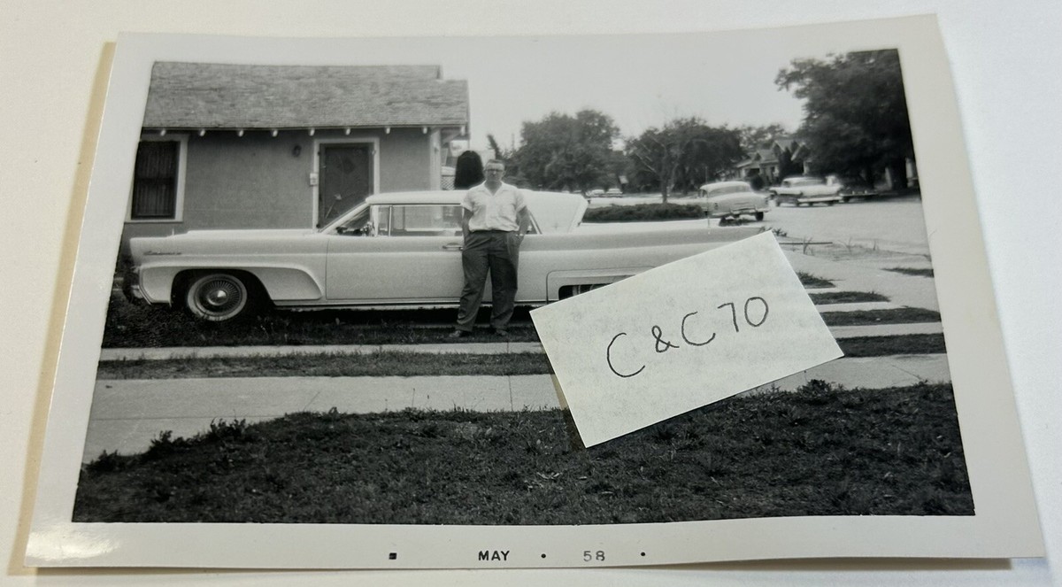 1958 Lincoln Continental Original Black & White Kodak Photo