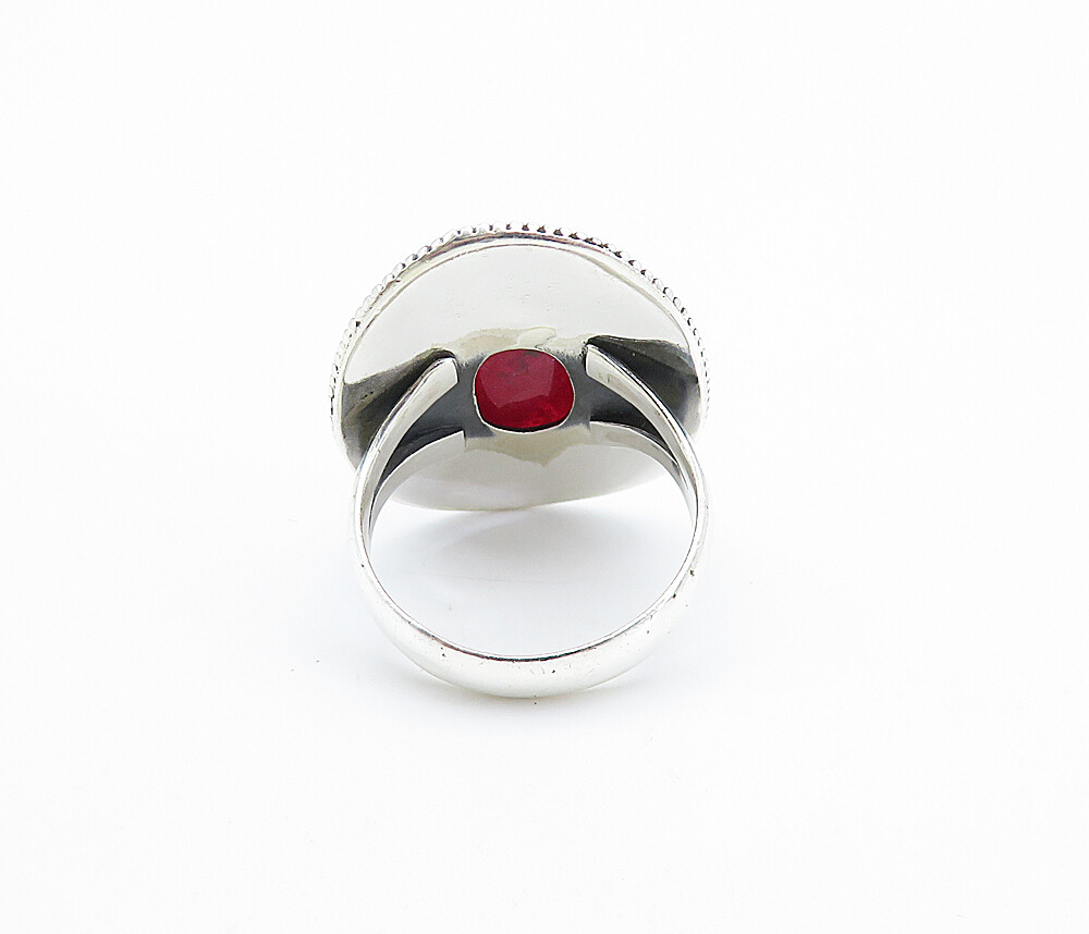 925 Sterling Silver  Faceted Ruby Bordered Shiny … - image 4