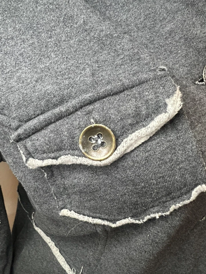 MOSSIMO винтажный Y2K флисовая куртка XL серый необработанный кромки  - Изображение 2 из 4