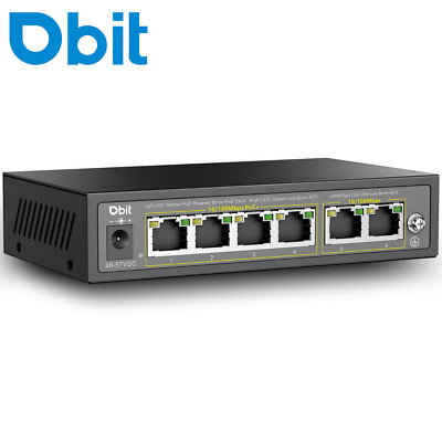 6-Port Ethernet PoE Switch with 4 Ports PoE+2 Fast Ethernet Uplink 10/100Mbps