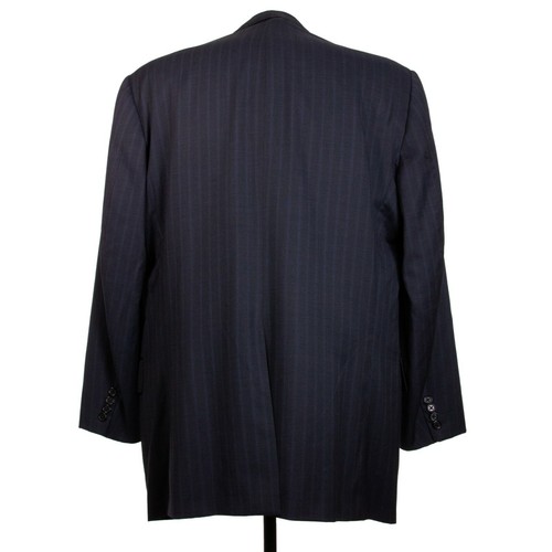 Oxxford Clothes Gibbons Mens 44R Wool Blue Pinstripe Logo Liner Coat Suit Jacket - Picture 7 of 12