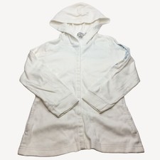 Guess Jeans Youth White Hoodie Sweatshirt Snap Front Close Size Medium