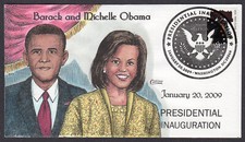 2009 Barack & Michelle Obama 1st Inauguration - Collins Hand Colored FDC NU798