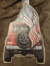NEW Jeep Spirit Wood Hanging Sign Officially Licensed Product, USA Flag