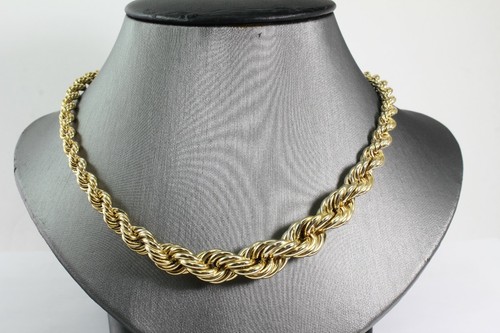 14k Yellow Gold Hollow Graduated Rope 