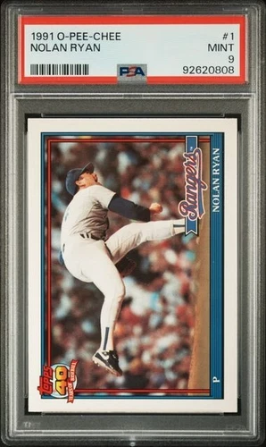 1991 OPC O-Pee-Chee #1 Nolan Ryan PSA 9 Mint (CLEAN SLAB) Texas Rangers