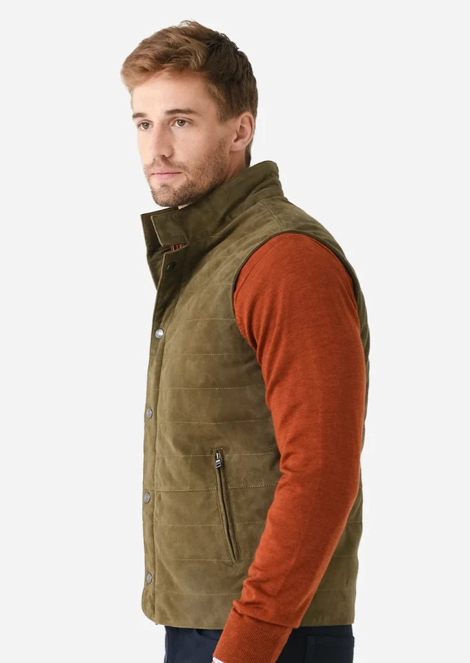 Peter Millar Crown Crafted S Vantage Suede Leather Vest Loden NWT $1495 - Image 4 of 4