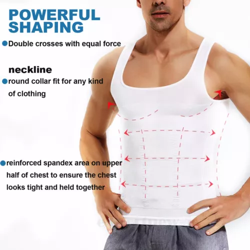 T-shirt canotta da uomo body shaper ventre compressione petto cintura - Foto 5 di 29