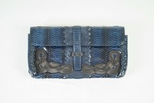 Borsa pochette Bottega Veneta 2012 Pyton blu manico in pelle