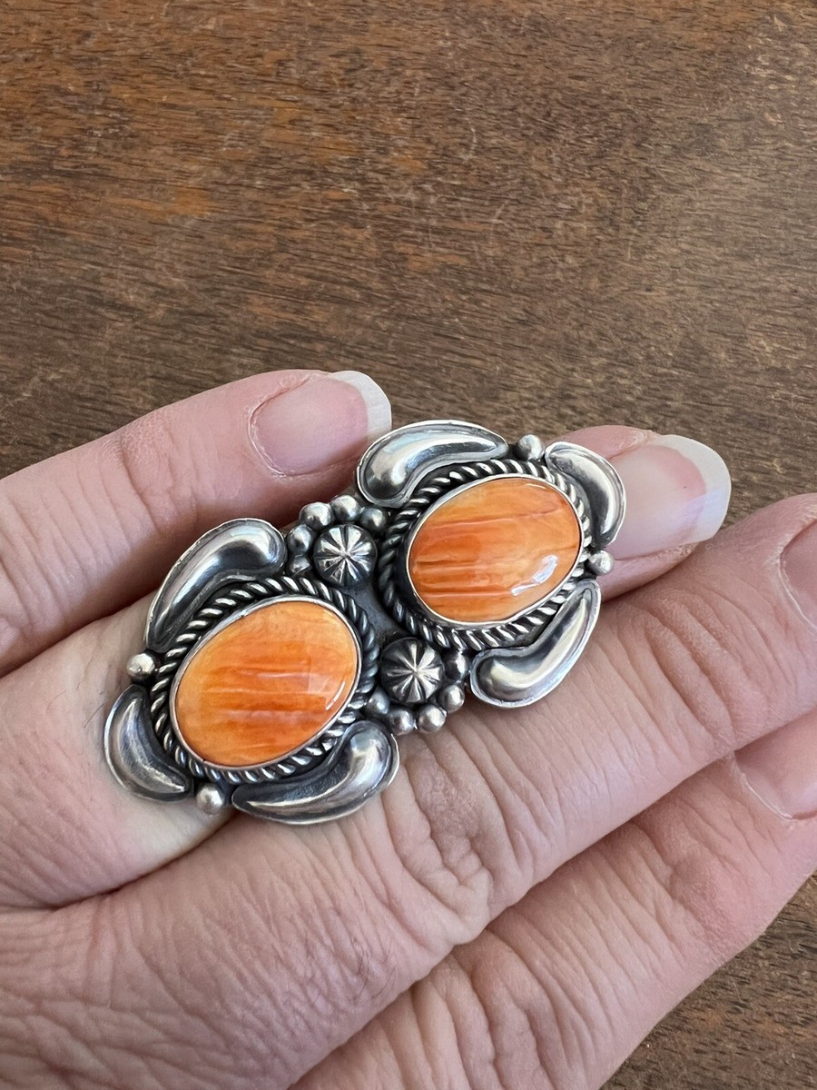 Native American Navajo Spiny Oyster Ring Jeff James Jr Sterling