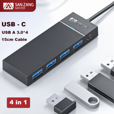 USB C 3.0 Hub 4-Port USB Hub USB Splitter USB Expander for Laptops Flash Drive