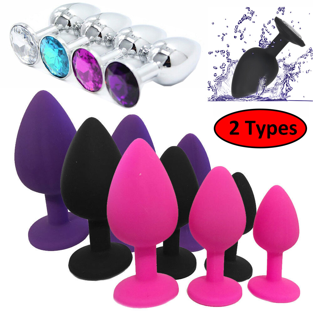 LOT Diamond Butt Toy Plug Anal Insert Jeweled Gem Stopper Silicone Steel  Women