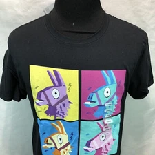 Fortnite Epic Games Llama Grid Neon Official Black T Shirt Large LL8