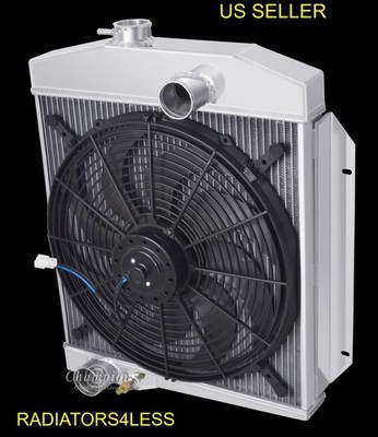 CHAMPION 3 ROW ALUMINUM RADIATOR 16'' FAN 1961-1971 INTERNATIONAL SCOUT 4 CYL ENG