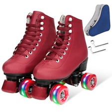 Wiwiy Roller Skates for Women and Men - Adjustable Four Shiny Wheel Skates fo...