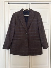 Madewell the Bedford Oversized Belted Blazer Houndstooth Plaid Wool Size 8