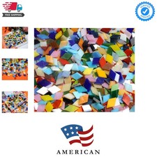 Diamond Glass Mosaic Tiles Pieces Stained Glass for Crafts, Mixed Bright Colo...