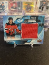 2019-20 UD Ice Jack Hughes Rookie Relic Jumbos Patch Card /199 #RRJ-JH. rookie card picture